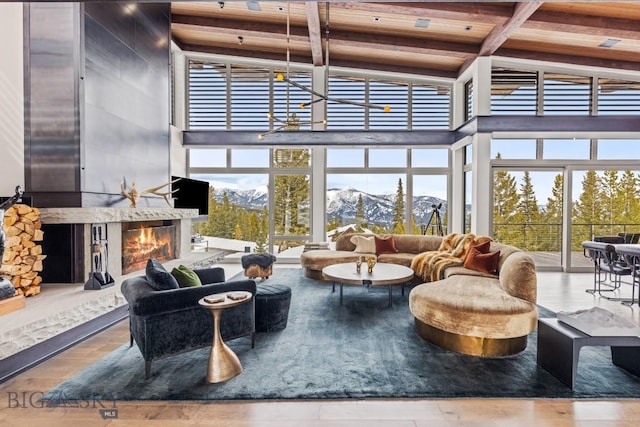 93 Goshawk Trl, Big Sky, MT 59716 - community lobby with a wood ceiling with exposed beams and a towering ceiling