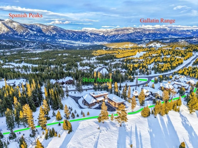 93 Goshawk Trl, Big Sky, MT 59716 - snowy aerial view with a mountain view