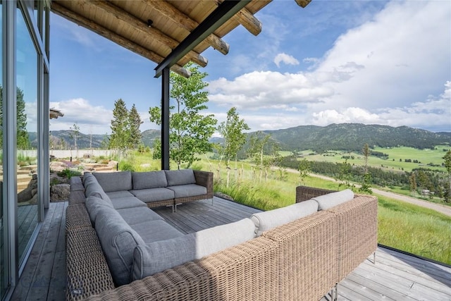 225 Alpen Strasse St, Bozeman, MT 59715 - deck with outdoor lounge area and a mountain view