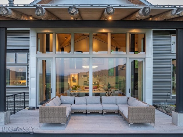 225 Alpen Strasse St, Bozeman, MT 59715 - view of patio featuring an outdoor hangout area and a wooden deck