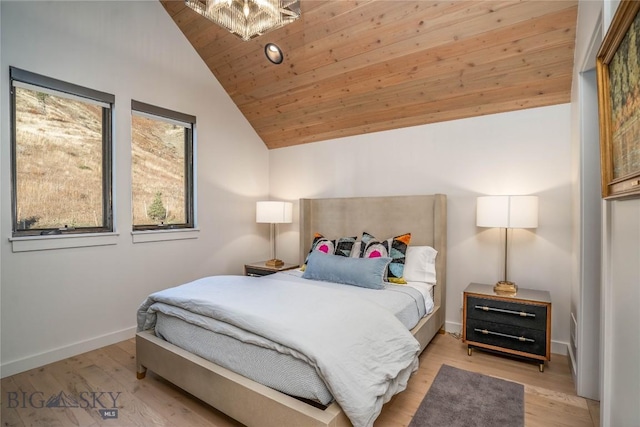 225 Alpen Strasse St, Bozeman, MT 59715 - bedroom with lofted ceiling, wood ceiling, light wood finished floors, a chandelier, and recessed lighting