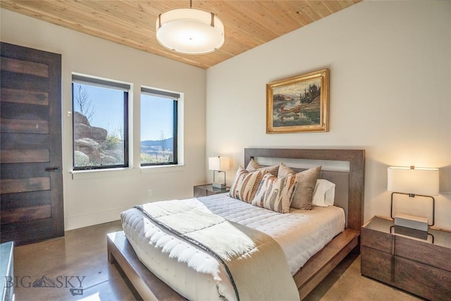 225 Alpen Strasse St, Bozeman, MT 59715 - bedroom with finished concrete flooring and wooden ceiling