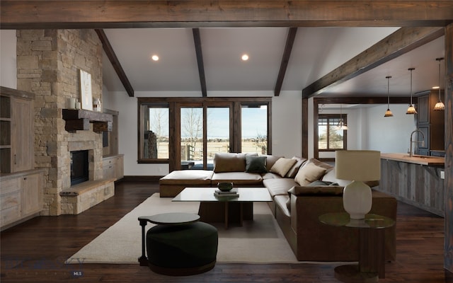 661 Doney Way, Bozeman, MT 59718 - living room featuring a fireplace and dark wood finished floors