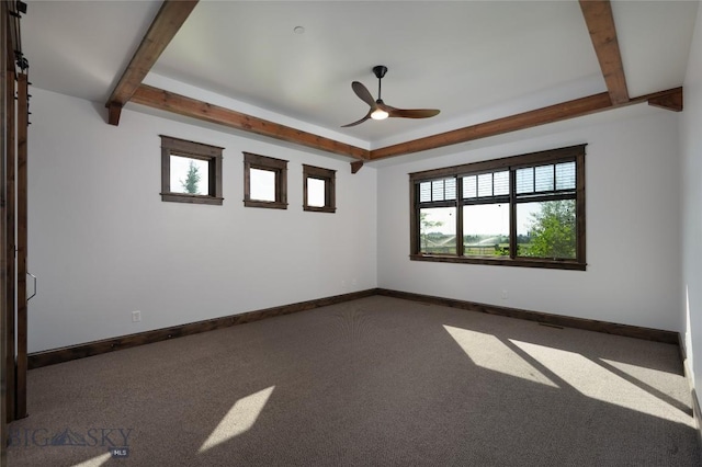 661 Doney Way, Bozeman, MT 59718 - carpeted spare room featuring a ceiling fan and beam ceiling