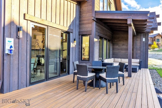 425 Outlook Trl, Big Sky, MT 59716 - wooden terrace featuring outdoor dining area