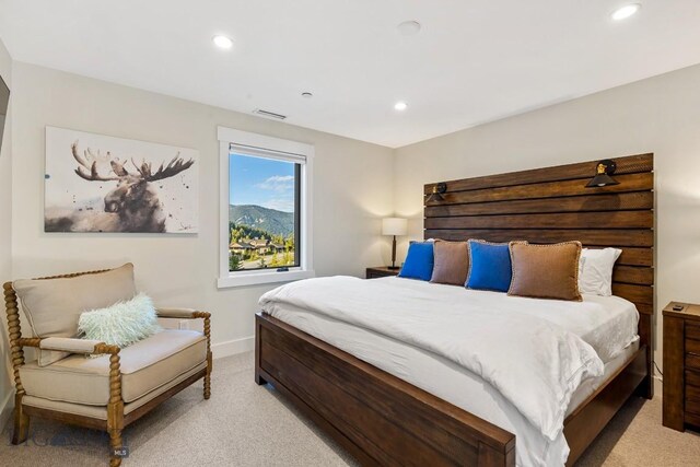425 Outlook Trl, Big Sky, MT 59716 - bedroom featuring light carpet and recessed lighting