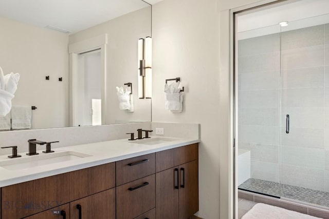 425 Outlook Trl, Big Sky, MT 59716 - full bath with double vanity and a stall shower