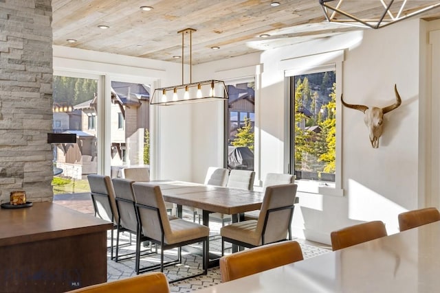 425 Outlook Trl, Big Sky, MT 59716 - dining room with wood ceiling