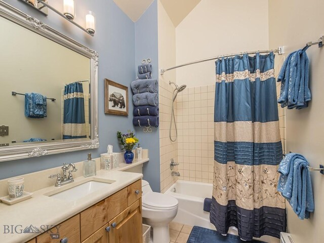 80 Crail Creek Ct Unit 616, Big Sky, MT 59716 - full bath featuring vanity, shower / bath combo with shower curtain, and tile patterned flooring