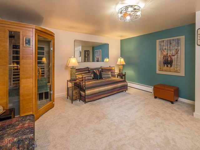 80 Crail Creek Ct Unit 616, Big Sky, MT 59716 - living area featuring a baseboard heating unit and carpet