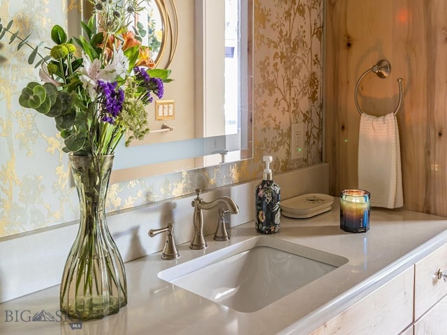 80 Crail Creek Ct Unit 616, Big Sky, MT 59716 - bathroom view of wallpapered walls and vanity