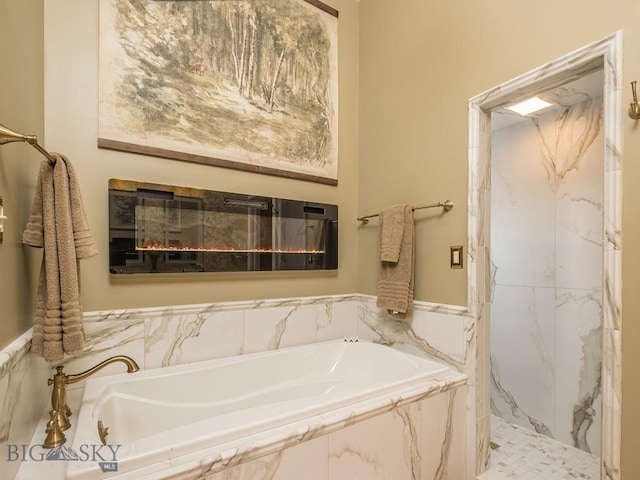 80 Crail Creek Ct Unit 616, Big Sky, MT 59716 - bathroom featuring a marble finish shower and a garden tub