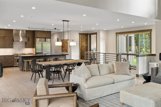 580 Outlook Trl Unit 42, Big Sky, MT 59730 - living room featuring recessed lighting and light wood finished floors