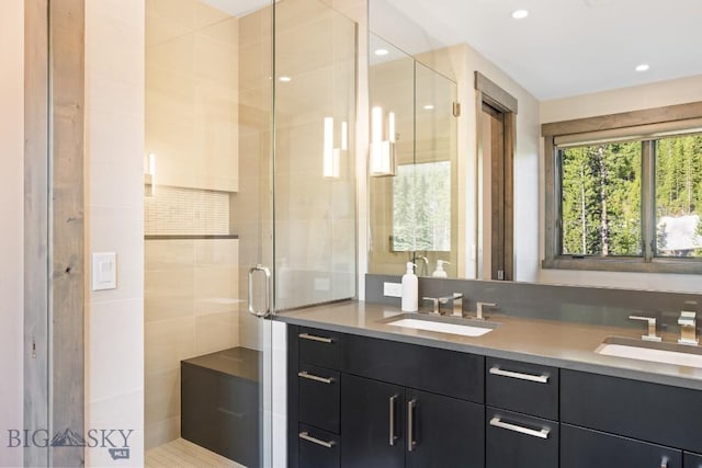 580 Outlook Trl Unit 42, Big Sky, MT 59730 - full bath featuring double vanity and a stall shower