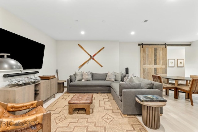 580 Outlook Trl Unit 42, Big Sky, MT 59730 - living area featuring a barn door and recessed lighting