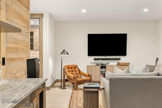 580 Outlook Trl Unit 42, Big Sky, MT 59730 - living area featuring light wood-style floors and recessed lighting