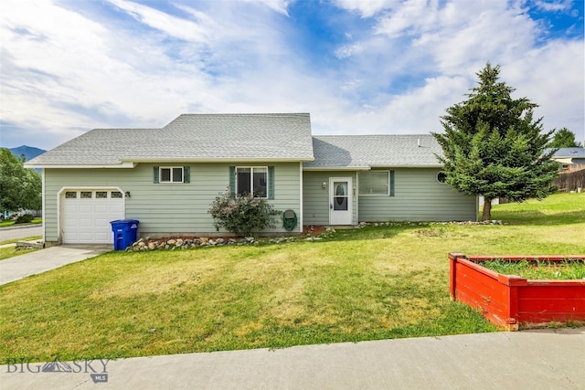 1304 Absaroka Ct, Livingston, MT 59047 - view of front of house with a garage, driveway, a front yard, and roof with shingles