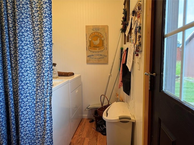 185 Howie Rd, Big Timber, MT 59011 - laundry room featuring separate washer and dryer and wood finished floors