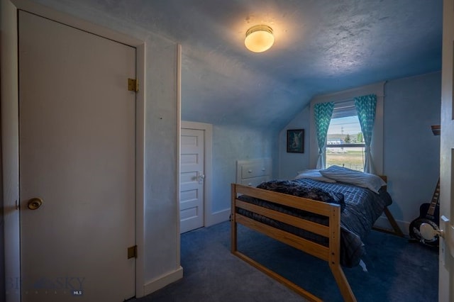 302 Ordway St S, Wilsall, MT 59086 - carpeted bedroom with lofted ceiling and baseboards