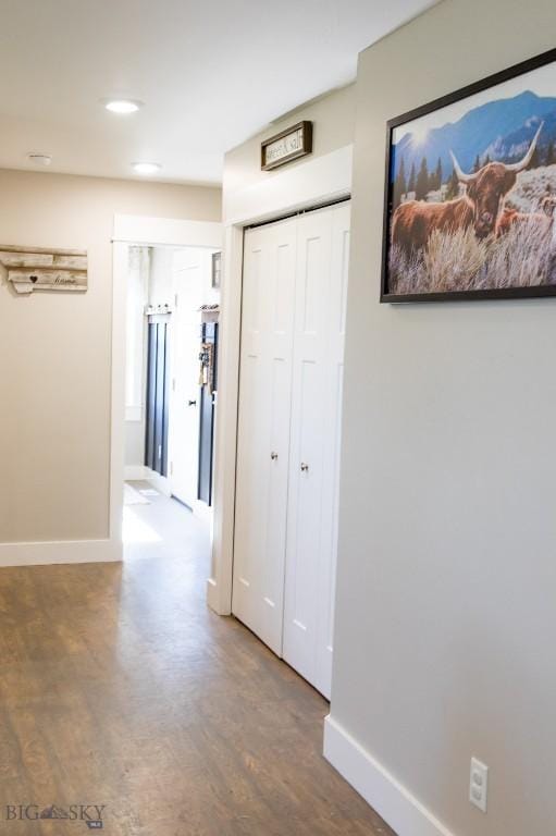 138 E Shade Tree Ln, Manhattan, MT 59741 - corridor with wood finished floors and recessed lighting