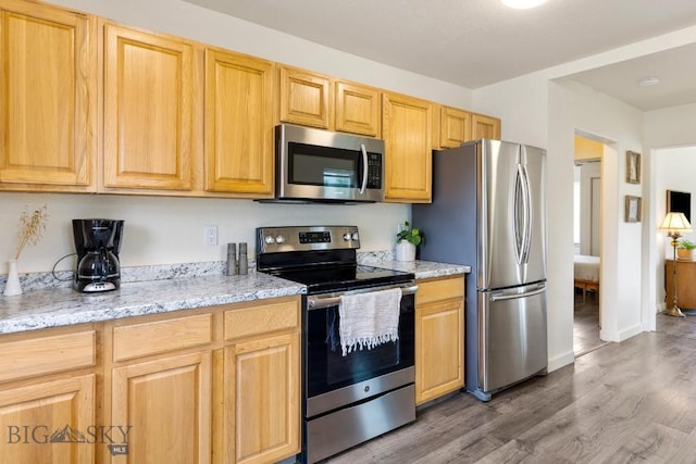 718 W Front, Livingston, MT 59047 - kitchen with appliances with stainless steel finishes, light wood finished floors, and light stone counters