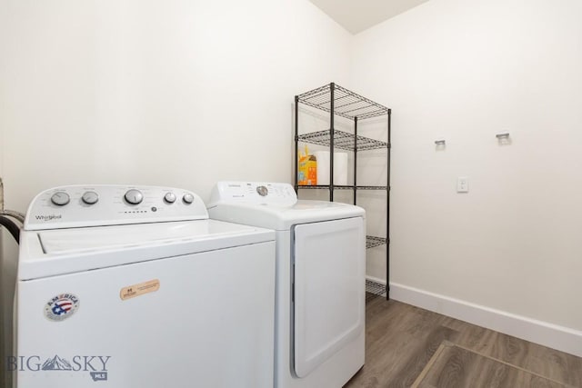 894 Rogers, Bozeman, MT 59718 - washroom featuring independent washer and dryer and wood finished floors
