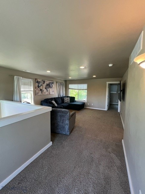 3885 Equestrian Ln, Bozeman, MT 59718 - living room featuring healthy amount of natural light, carpet flooring, and recessed lighting