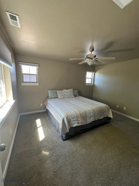 3885 Equestrian Ln, Bozeman, MT 59718 - carpeted bedroom with multiple windows and a ceiling fan