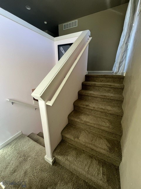 3885 Equestrian Ln, Bozeman, MT 59718 - stairs with carpet flooring