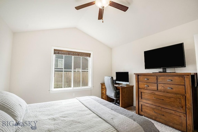 708 Pierre St, Belgrade, MT 59714 - carpeted bedroom featuring lofted ceiling and a ceiling fan