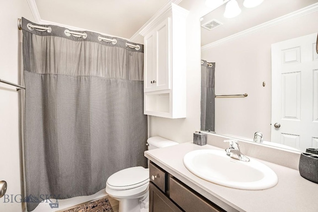 708 Pierre St, Belgrade, MT 59714 - bathroom with vanity, crown molding, and a shower with curtain