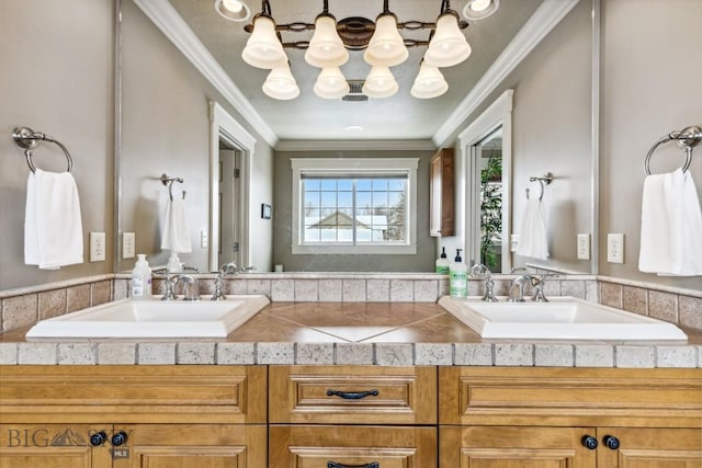 3609 Fieldstone W, Bozeman, MT 59715 - bathroom featuring double vanity and crown molding