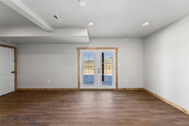 209 W Madison St, Virginia City, MT 59755 - unfurnished room with french doors, wood finished floors, and recessed lighting