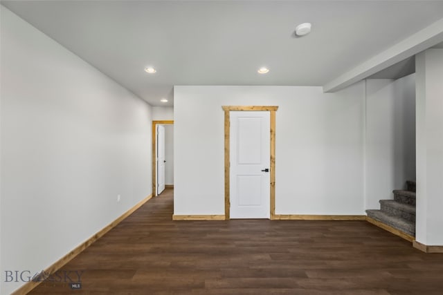 209 W Madison St, Virginia City, MT 59755 - basement with recessed lighting, dark wood-style flooring, and stairway