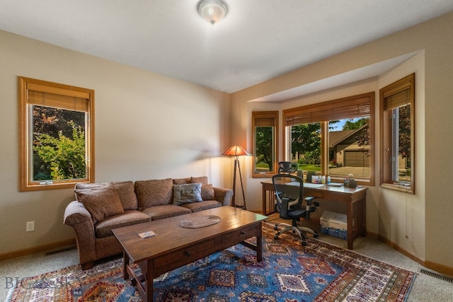 3300 E Graf Unit 26, Bozeman, MT 59715 - carpeted living room featuring an office area and baseboards