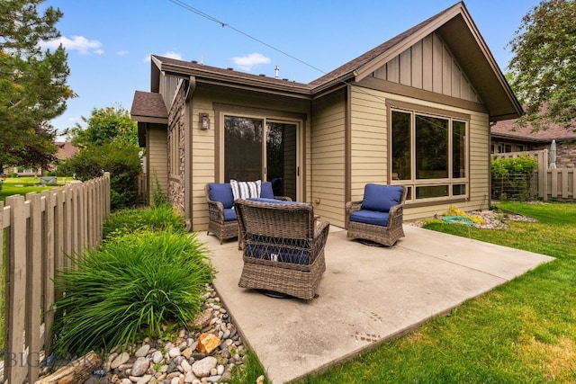 3300 E Graf Unit 26, Bozeman, MT 59715 - back of house featuring a patio and board and batten siding