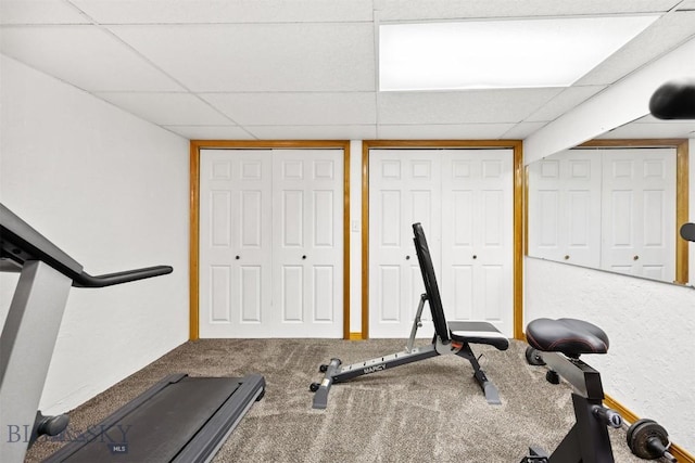 3011 Kossuth, Butte, MT 59701 - exercise area featuring a paneled ceiling and carpet