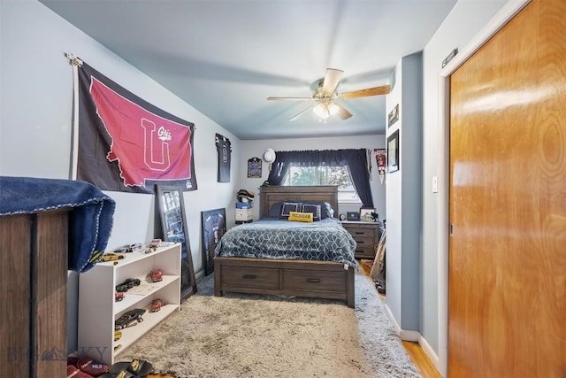 3011 Kossuth, Butte, MT 59701 - bedroom featuring a ceiling fan and wood finished floors