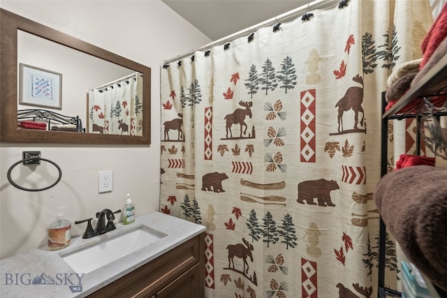 30 Hayfield Loop Trl, Ennis, MT 59729 - bathroom featuring vanity and a shower with shower curtain