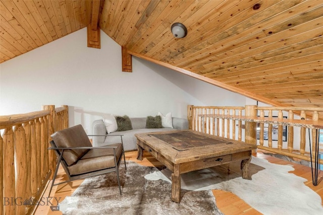 8 Ringneck Dr, Big Sky, MT 59716 - living room featuring wooden ceiling, vaulted ceiling, and wood finished floors
