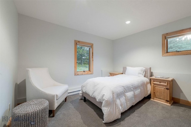 8 Ringneck Dr, Big Sky, MT 59716 - bedroom with carpet, a baseboard radiator, and recessed lighting