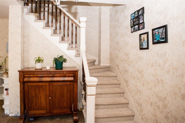 706 Locust St, Anaconda, MT 59711 - staircase with wallpapered walls