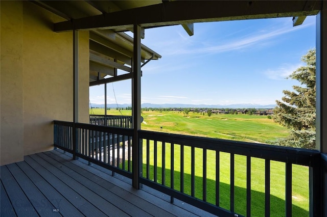 1520 Black Bull Trl, Bozeman, MT 59718 - wooden terrace with a lawn, a mountain view, and view of golf course
