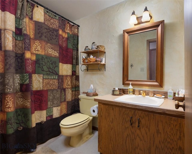 1520 Black Bull Trl, Bozeman, MT 59718 - bathroom featuring vanity, a textured wall, and curtained shower