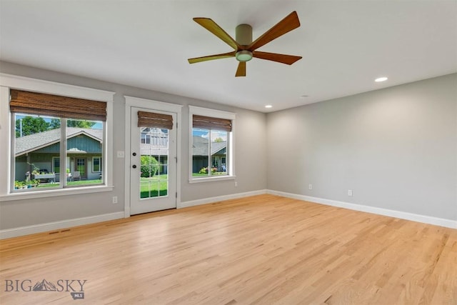 2757 Marlyn Ct Unit 1, Bozeman, MT 59718 - unfurnished room with ceiling fan, healthy amount of natural light, light wood-style floors, and recessed lighting