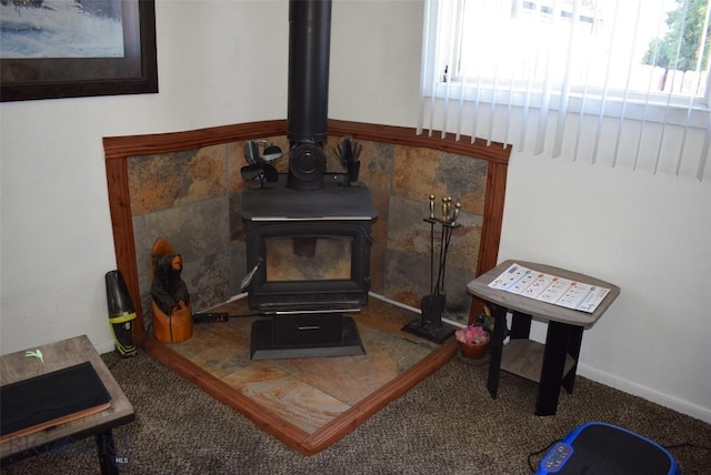 2200 Elm, Butte, MT 59701 - detailed view of a wood stove and carpet