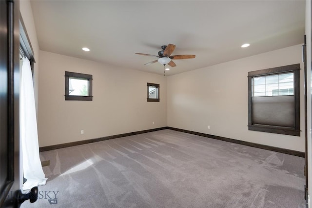 5479 Annie St, Bozeman, MT 59718 - spare room with carpet, plenty of natural light, a ceiling fan, and recessed lighting