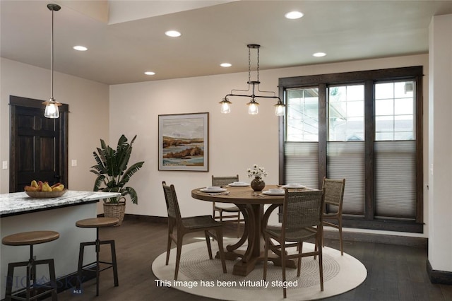 5479 Annie St, Bozeman, MT 59718 - dining space featuring dark wood finished floors and recessed lighting