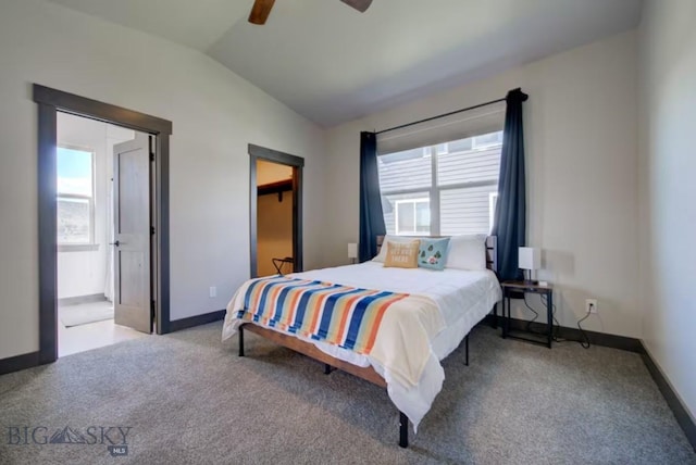 421 Otis Ave, Ennis, MT 59729 - carpeted bedroom featuring vaulted ceiling and ceiling fan