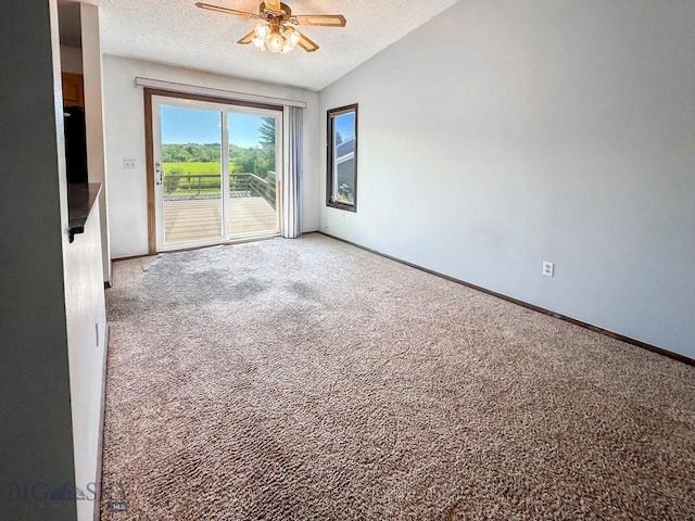 1716 S Rouse, Bozeman, MT 59715 - empty room featuring carpet, lofted ceiling, a ceiling fan, and a textured ceiling